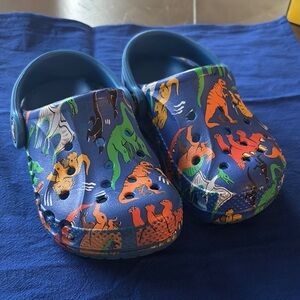 CROCS Blue and Green Dinosaur Sandals